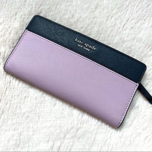 kate spade Handbags - Kate Spade light purple and navy blue Saffiano leather bifold wallet